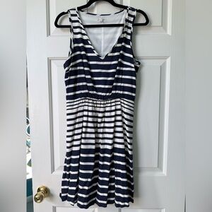 GAP Navy and Cream Striped Midi Dress